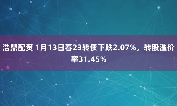 浩鼎配资 1月13日春23转债下跌2.07%，转股溢价率31.45%